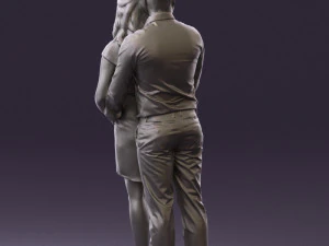 man hugs pregnant woman 0598 3D Model