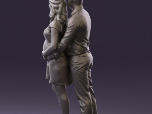 man hugs pregnant woman 0598 3Dモデル