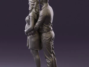 man hugs pregnant woman 0598 3D Model