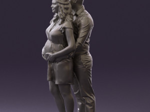 man hugs pregnant woman 0598 3Dモデル