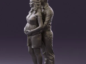man hugs pregnant woman 0598 3D Model