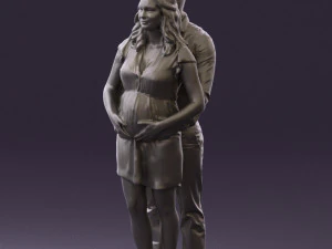 man hugs pregnant woman 0598 3D Model