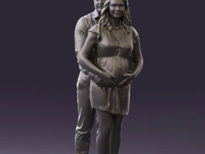 man hugs pregnant woman 0598 3D Model