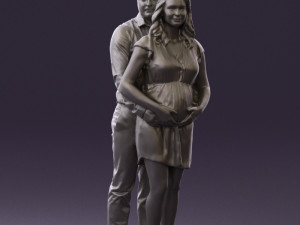 man hugs pregnant woman 0598 3Dモデル