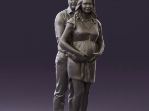 man hugs pregnant woman 0598 3D Model
