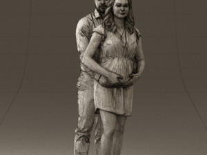 man hugs pregnant woman 0598 3Dモデル