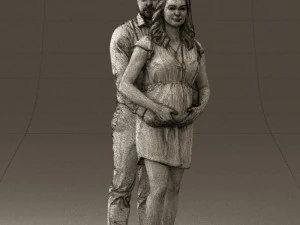 man hugs pregnant woman 0598 3D Model