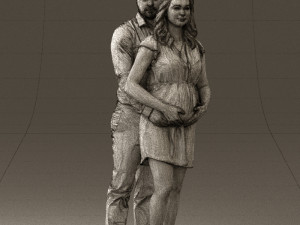 man hugs pregnant woman 0598 3Dモデル