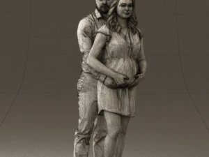man hugs pregnant woman 0598 3D Model