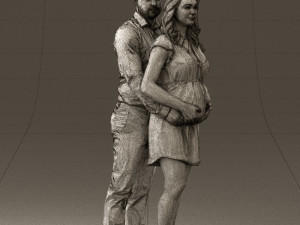 man hugs pregnant woman 0598 3Dモデル