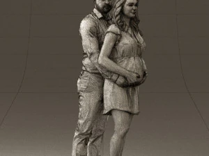 man hugs pregnant woman 0598 3D Model