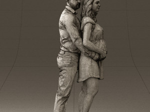 man hugs pregnant woman 0598 3Dモデル