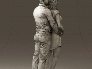 man hugs pregnant woman 0598 3D Model
