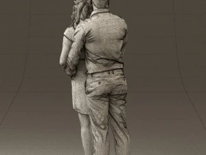 man hugs pregnant woman 0598 3D Model
