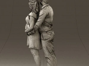 man hugs pregnant woman 0598 3D Model