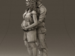 man hugs pregnant woman 0598 3Dモデル