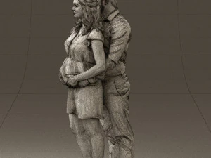 man hugs pregnant woman 0598 3D Model
