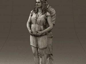 man hugs pregnant woman 0598 3D Model