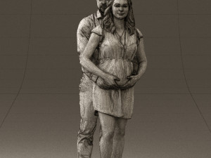 man hugs pregnant woman 0598 3Dモデル