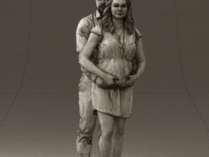 man hugs pregnant woman 0598 3D Model