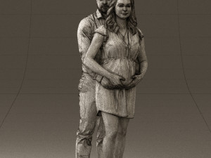 man hugs pregnant woman 0598 3Dモデル