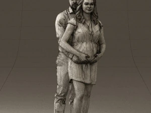 man hugs pregnant woman 0598 3D Model