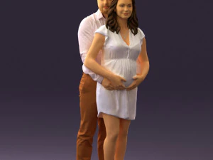 男人拥抱孕妇 0598 3D 打印准备就绪 3D 打印模型