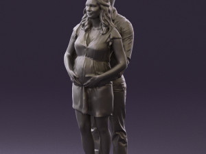 man hugs pregnant woman 0598 3d print ready Modello di stampa 3D