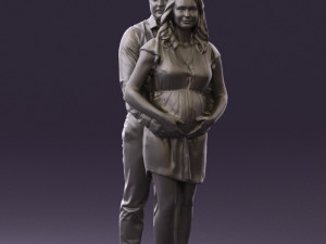 man hugs pregnant woman 0598 3d print ready Modello di stampa 3D