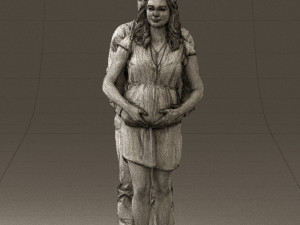 man hugs pregnant woman 0598 3d print ready Modello di stampa 3D