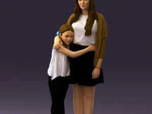 mom with daughter 0600 3D Model