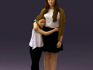 mom with daughter 0600 3D Model