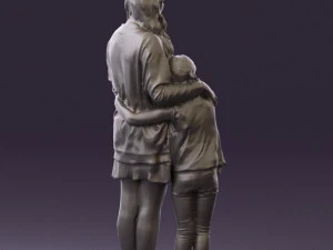 mom with daughter 0600 3D Model