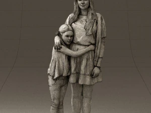 mom with daughter 0600 3D Model