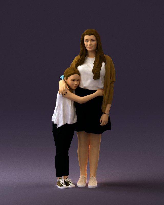 mom with daughter 0600 3d print ready 3D Print Model .c4d .max .obj .3ds .fbx .stl .blend 