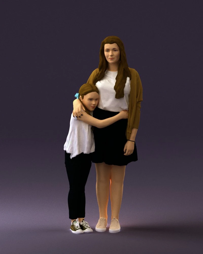 mom with daughter 0600 3d print ready 3D Print Model .c4d .max .obj .3ds .fbx .stl .blend 