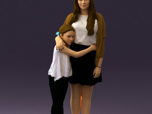 mom with daughter 0600 3d print ready 3D Print Model