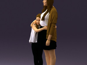 mom with daughter 0600 3d print ready 3D Print Model