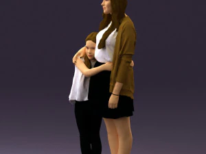 mom with daughter 0600 3d print ready 3D Print Model