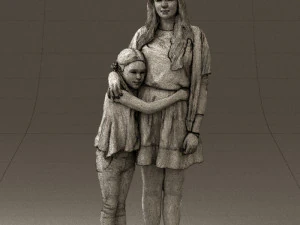 mom with daughter 0600 3d print ready 3D Print Model