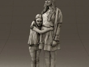 mom with daughter 0600 3d print ready 3D Print Model