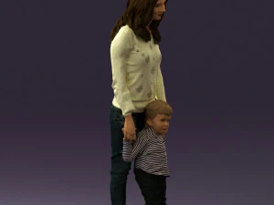 woman with kid in winter style 0586 3D Model