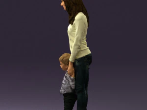 woman with kid in winter style 0586 3D Model