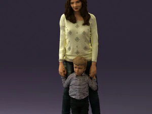 woman with kid in winter style 0586 3D Model