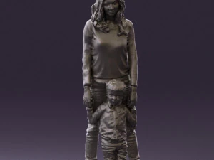 woman with kid in winter style 0586 3D Model