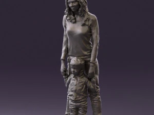 woman with kid in winter style 0586 3D Model