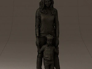 woman with kid in winter style 0586 3D Model