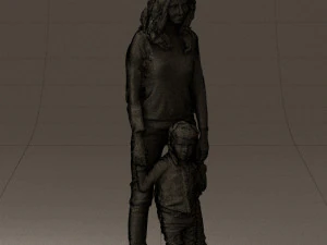 woman with kid in winter style 0586 3D Model