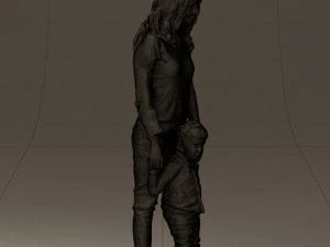 woman with kid in winter style 0586 3D Model