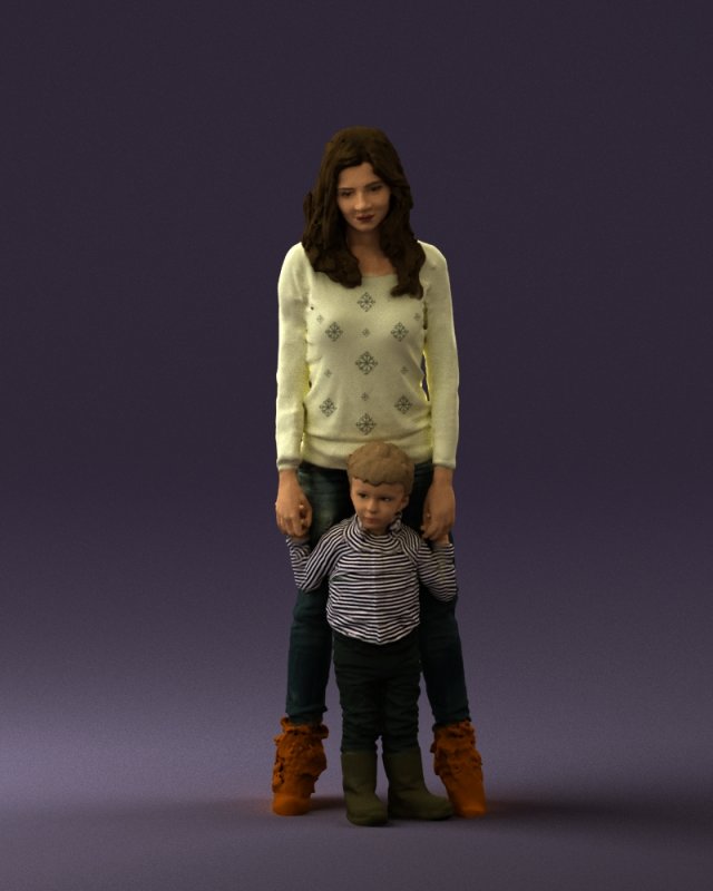 woman with kidin winter style 0586 3d print ready 3D Принт Модель .c4d .max .obj .3ds .fbx .stl .blend 